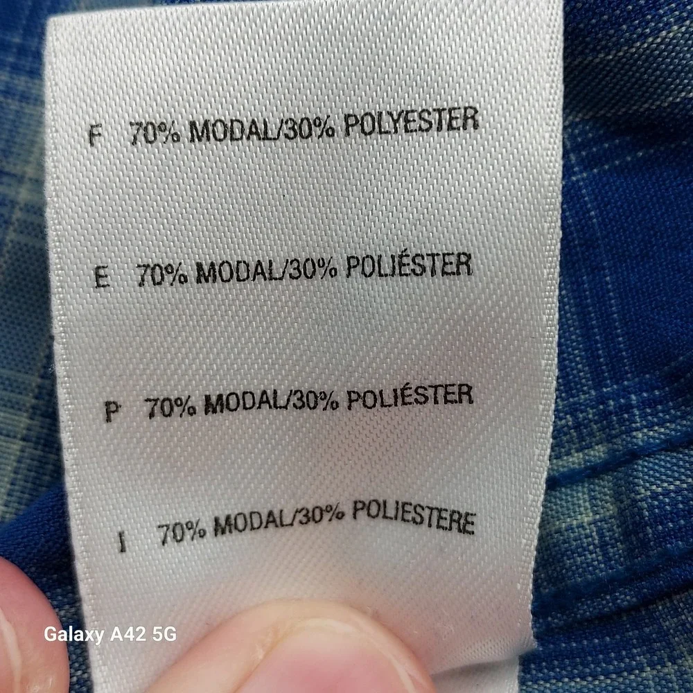 The North Face Mens‎ XXL Blue Plaid Short Sleeve Button Up Shirt Modal Blend